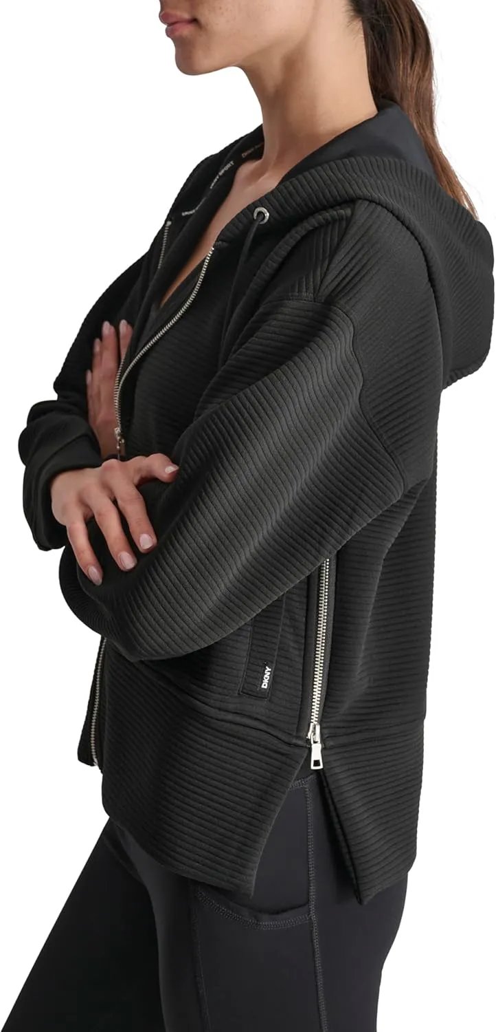 DKNY womens Full Zip Tech Hoodie Jacket