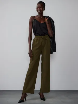 Drawstring Waist Wide Leg Pant