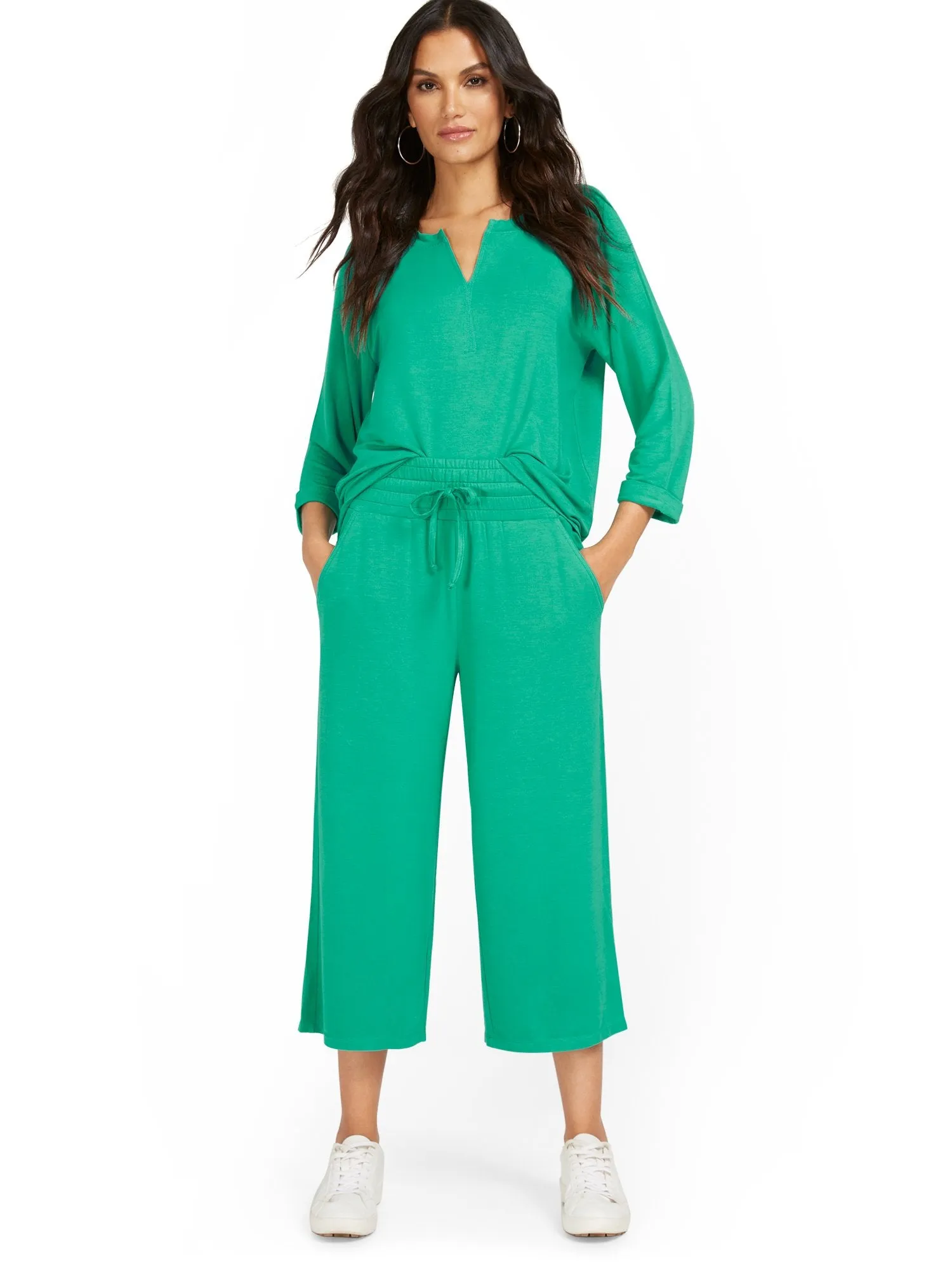 Dreamy French Terry Wide-Leg Capri Pant