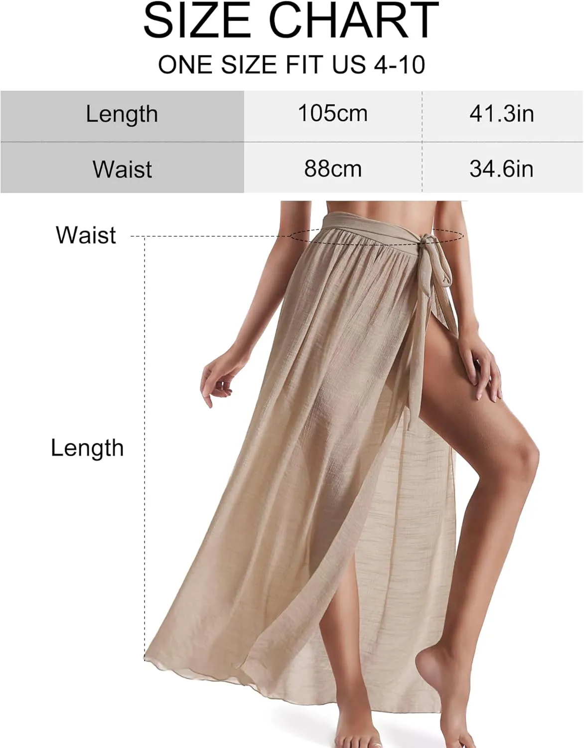 Eicolorte Beach Sarong Pareo Womens Semi-Sheer Swimwear Cover Ups Short Skirt with Tassels