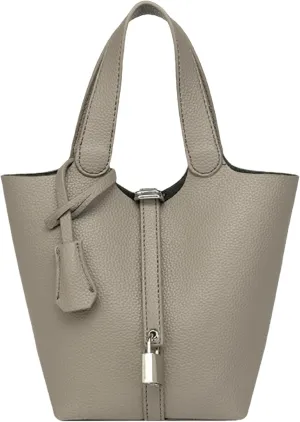 Elegant PU Leather Bucket Bag for Women Lock Design Tote Shoulder Handbag for Work Travel Party and Daily Use