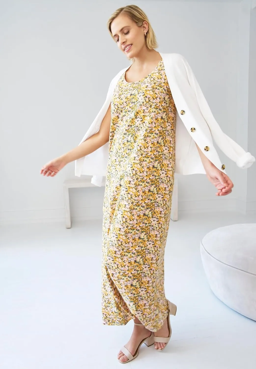 ellos Women's Plus Size Sleeveless Knit Maxi Dress