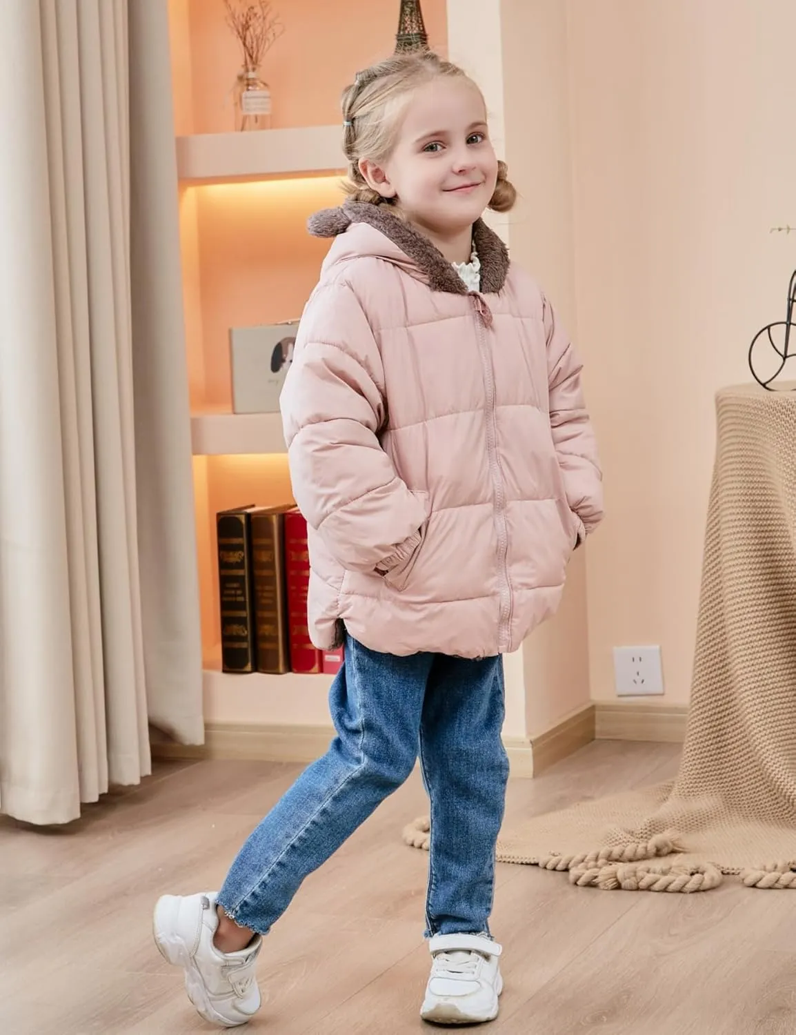 Enlifety 6M-5T Baby Toddler Winter Fleece Coat Boys Girls Cute Bear Ear Hooded Jackets with Pockets