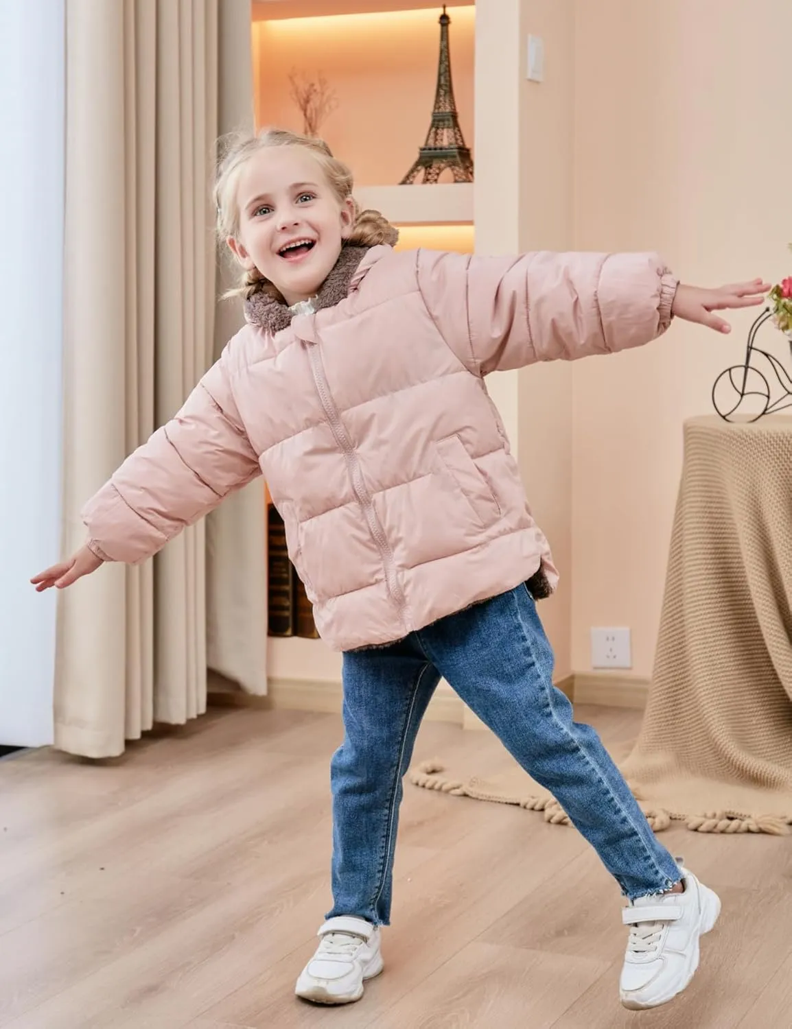 Enlifety 6M-5T Baby Toddler Winter Fleece Coat Boys Girls Cute Bear Ear Hooded Jackets with Pockets