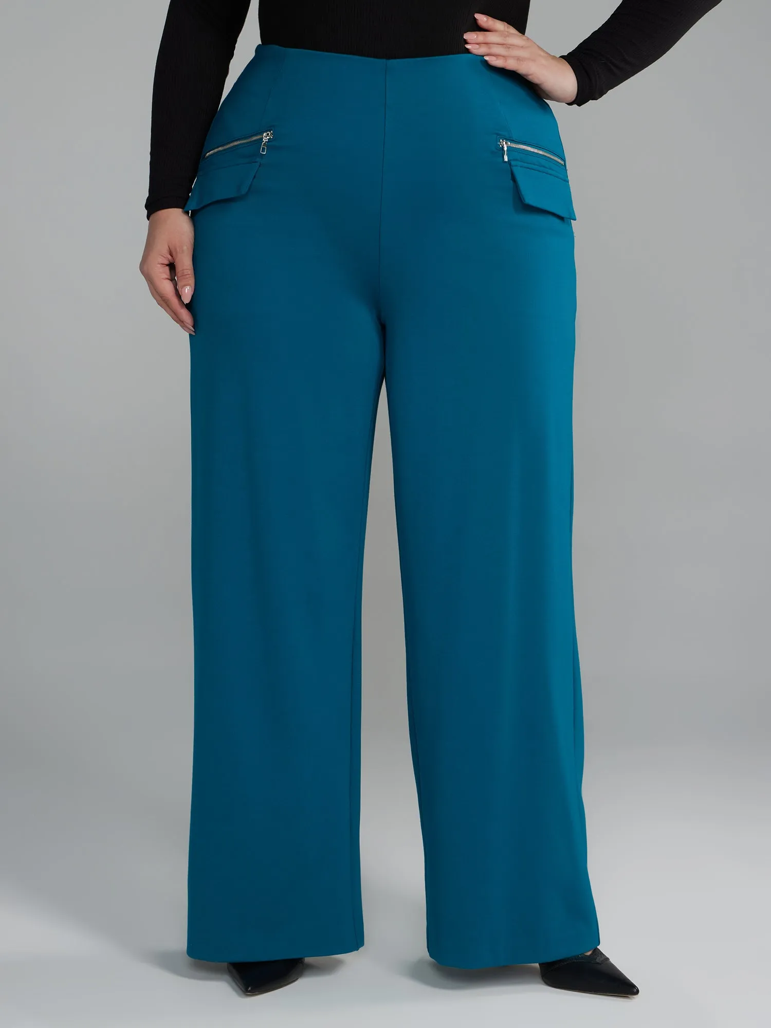 Fashion To Figure - Zipper Detail Straight Leg Pants