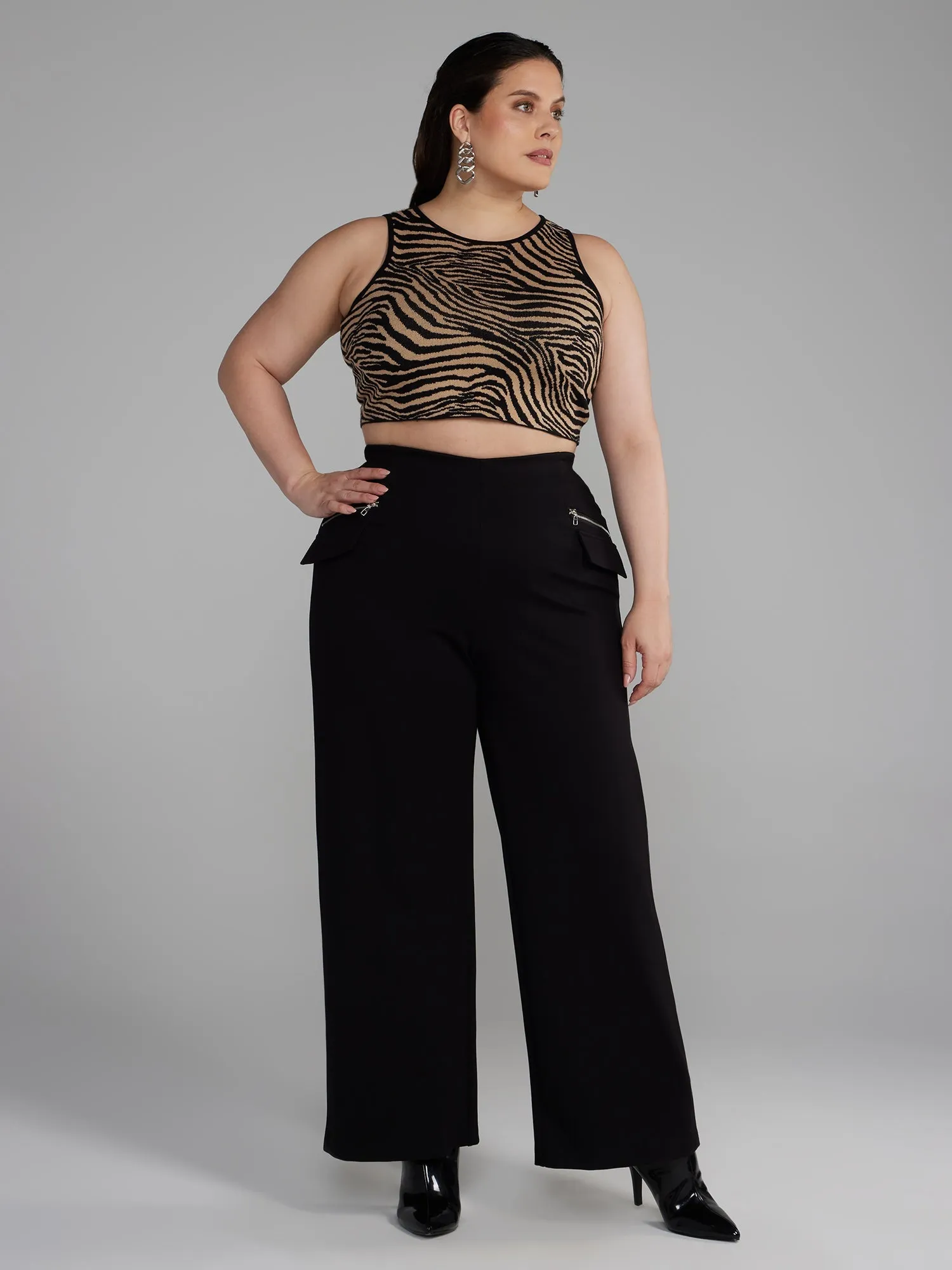 Fashion To Figure - Zipper Detail Straight Leg Pants