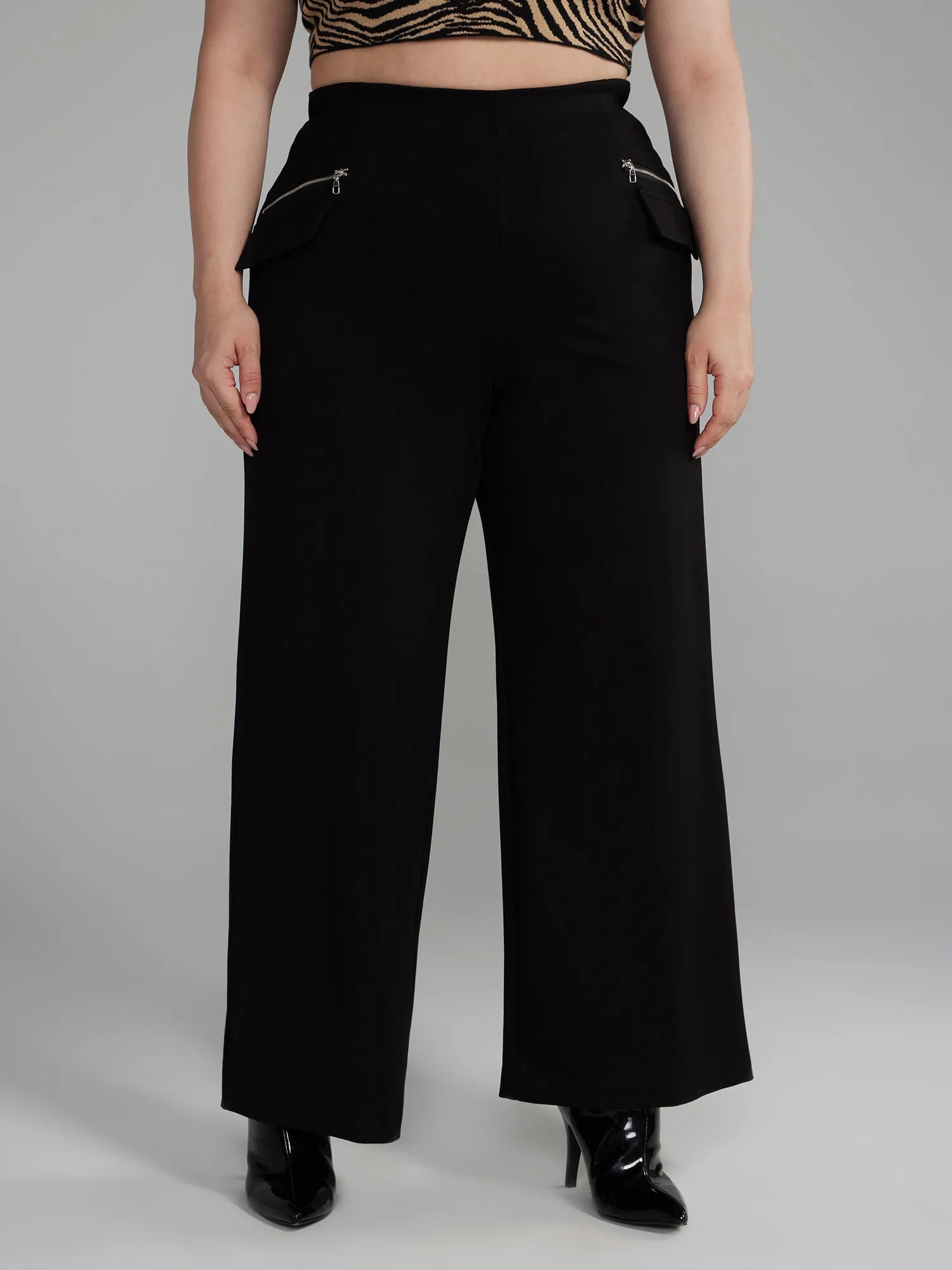 Fashion To Figure - Zipper Detail Straight Leg Pants