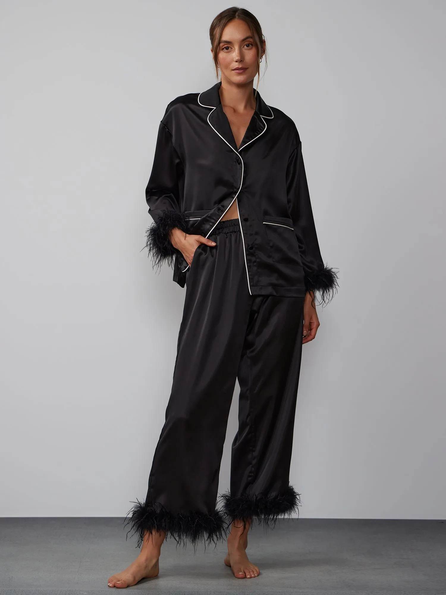 Feather Hem Pajama Pant