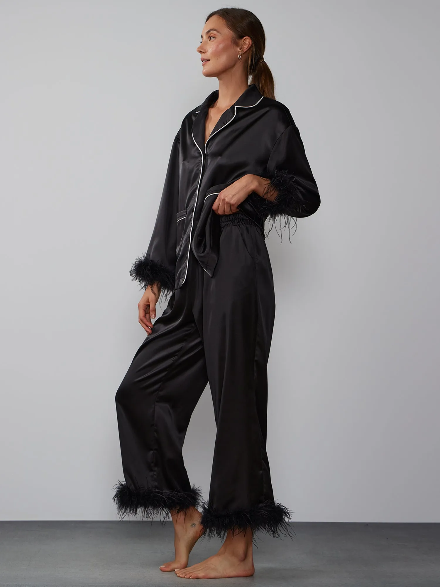 Feather Hem Pajama Pant