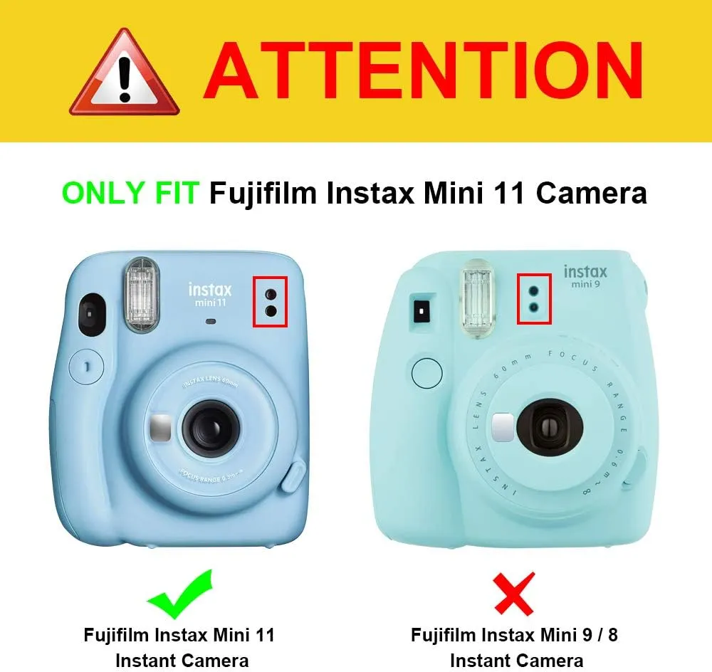 Fintie Protective Clear Case for Fujifilm Instax Mini 11 Instant Film Camera - Crystal Hard Shell Cover with Removable Rainbow Shoulder Strap, Clear