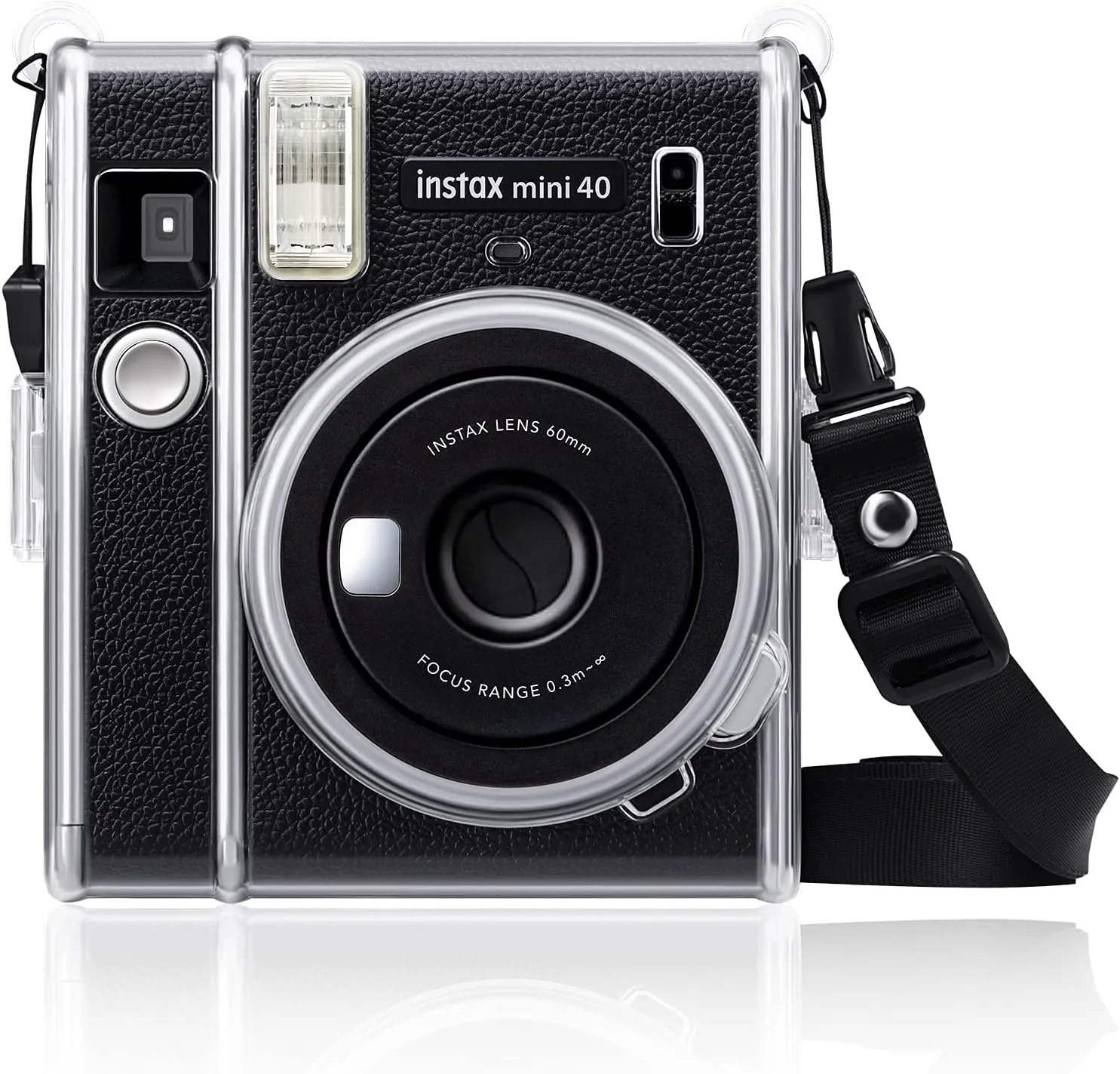 Fintie Protective Clear Case for Fujifilm Instax Mini 40 Instant Film Camera - Crystal Hard PVC Cover with Removable Shoulder Strap, Clear