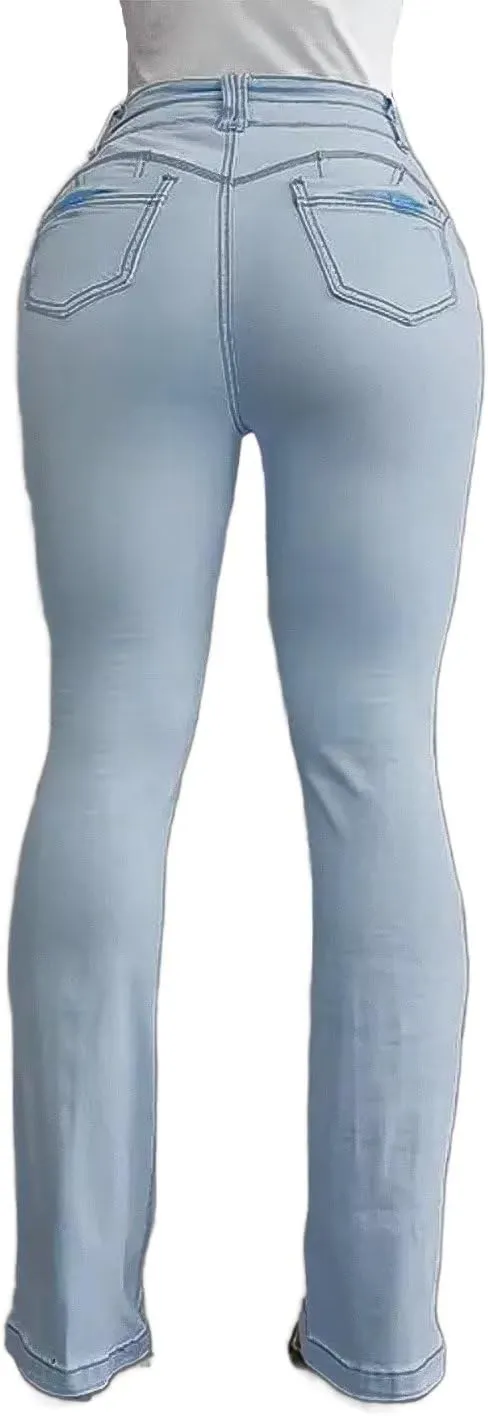 Flamingals Bootcut Wide Leg Butt Lifting Tummy Control Jeans for Women Stretch Curvy Flare Denim Pants
