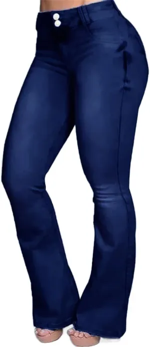 Flamingals Bootcut Wide Leg Butt Lifting Tummy Control Jeans for Women Stretch Curvy Flare Denim Pants