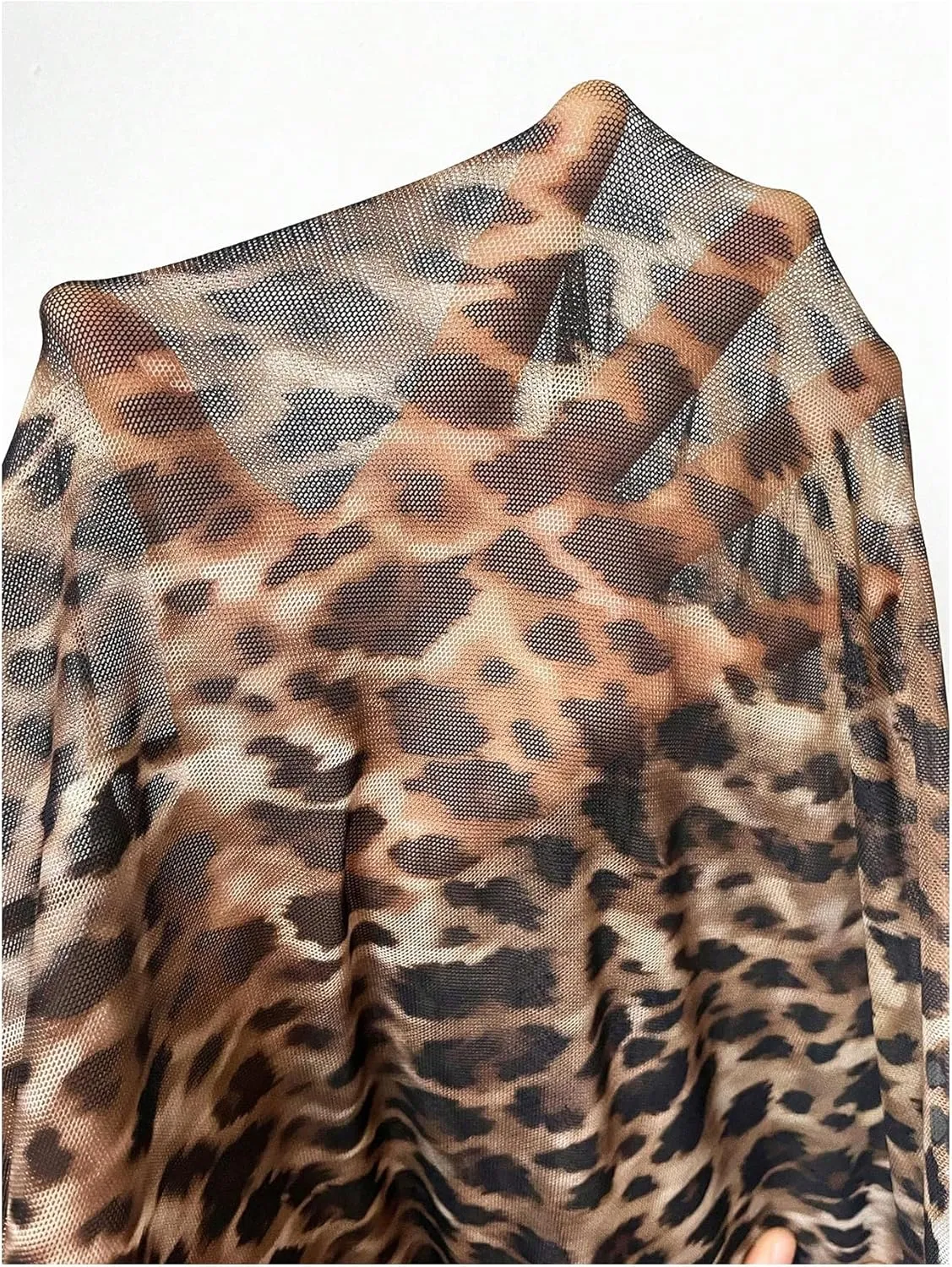 Floerns Women's Plus Size Leopard Print Mesh High Waisted Maxi Skirts
