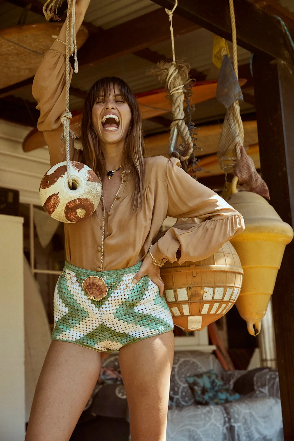 Forever Young Crochet Shorts - Turquoise