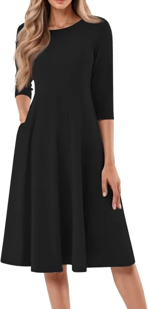 Formal Winter Dresses for Women 2025 3/4 Sleeve Midi Summer Spring Dresses for Women