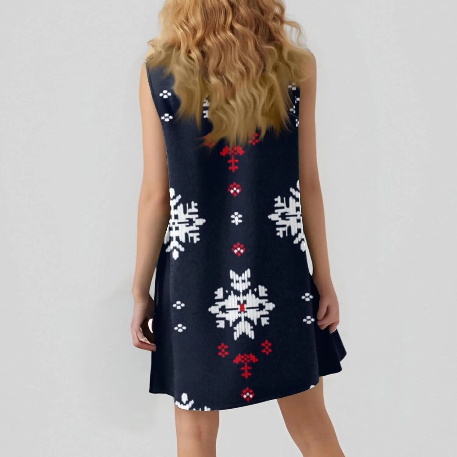 Fourth of July Dresses for Women Summer Red White and Blue Patriotic Dress Knee Length Aline Sleeveless Tank Dress
