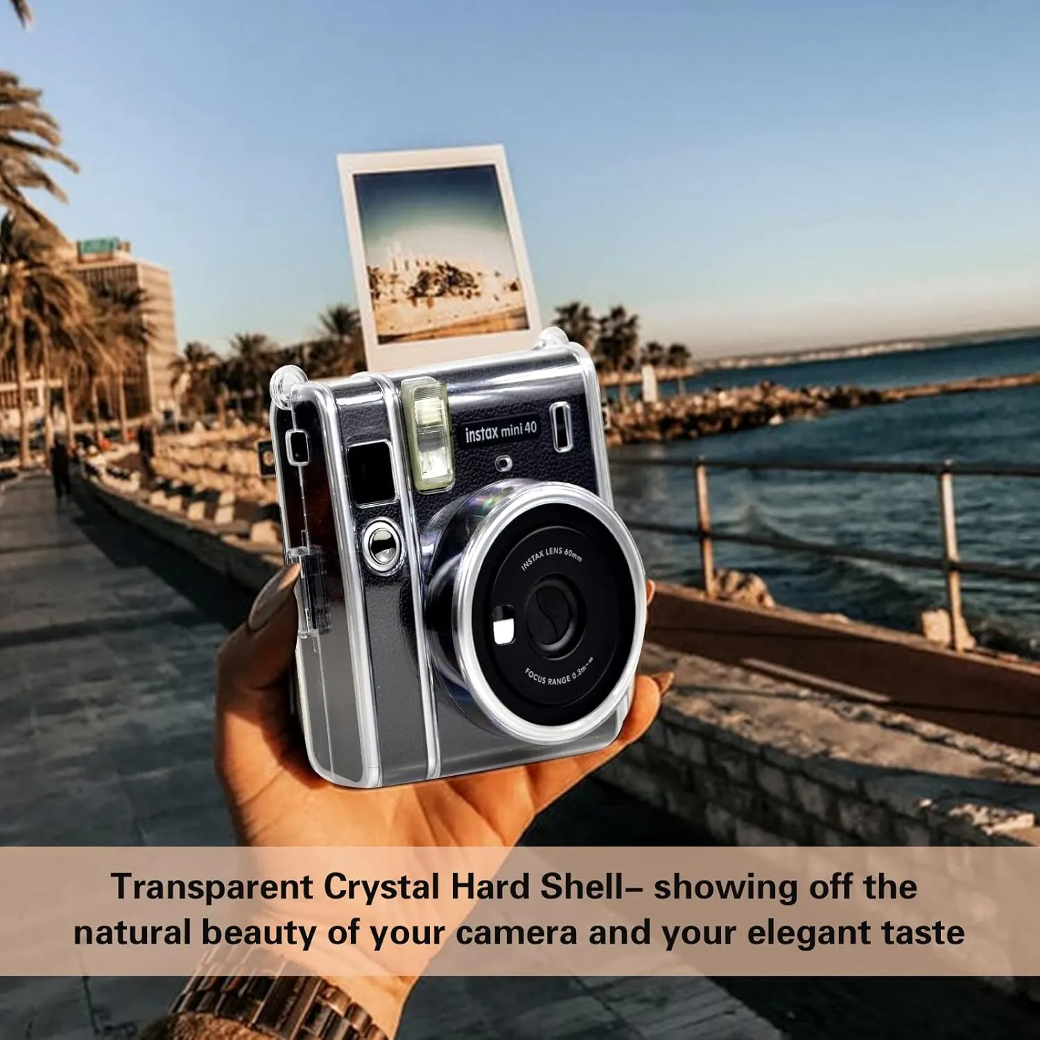 Fuji Mini 40 Clear Case, Protective Clear Case Compatible with Fujifilm Instax Mini 40, Mini 40 Hard Cover Case with Removable Adjustable Strap