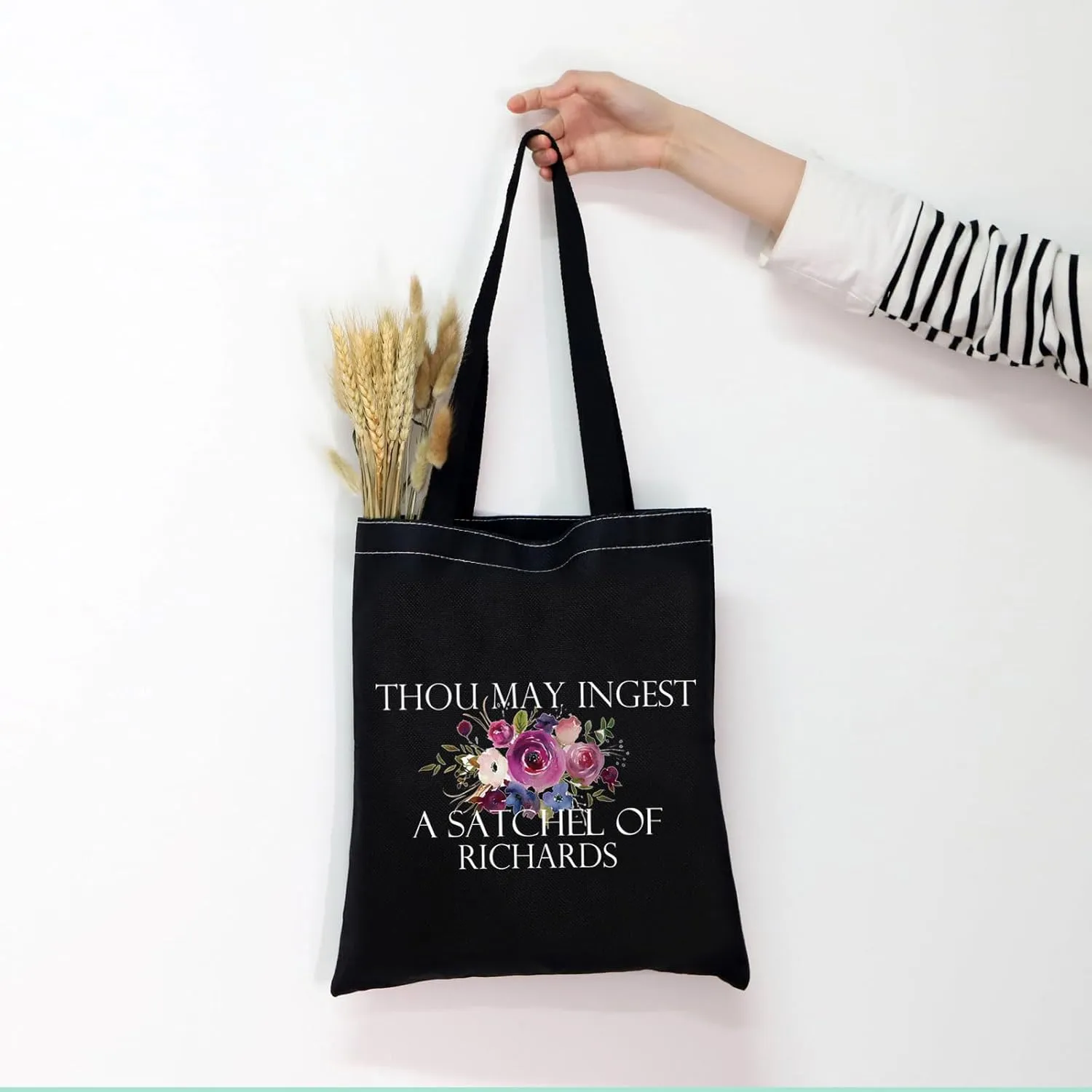 Funny Sarcastic Gift Thou May Ingest a Satchel of Richards Makeup Zipper Pouch Bag for Friends Adult Saying Joke (THOU Black)