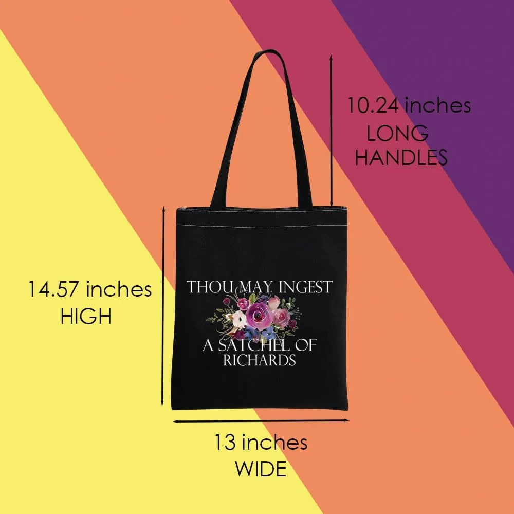 Funny Sarcastic Gift Thou May Ingest a Satchel of Richards Makeup Zipper Pouch Bag for Friends Adult Saying Joke (THOU Black)