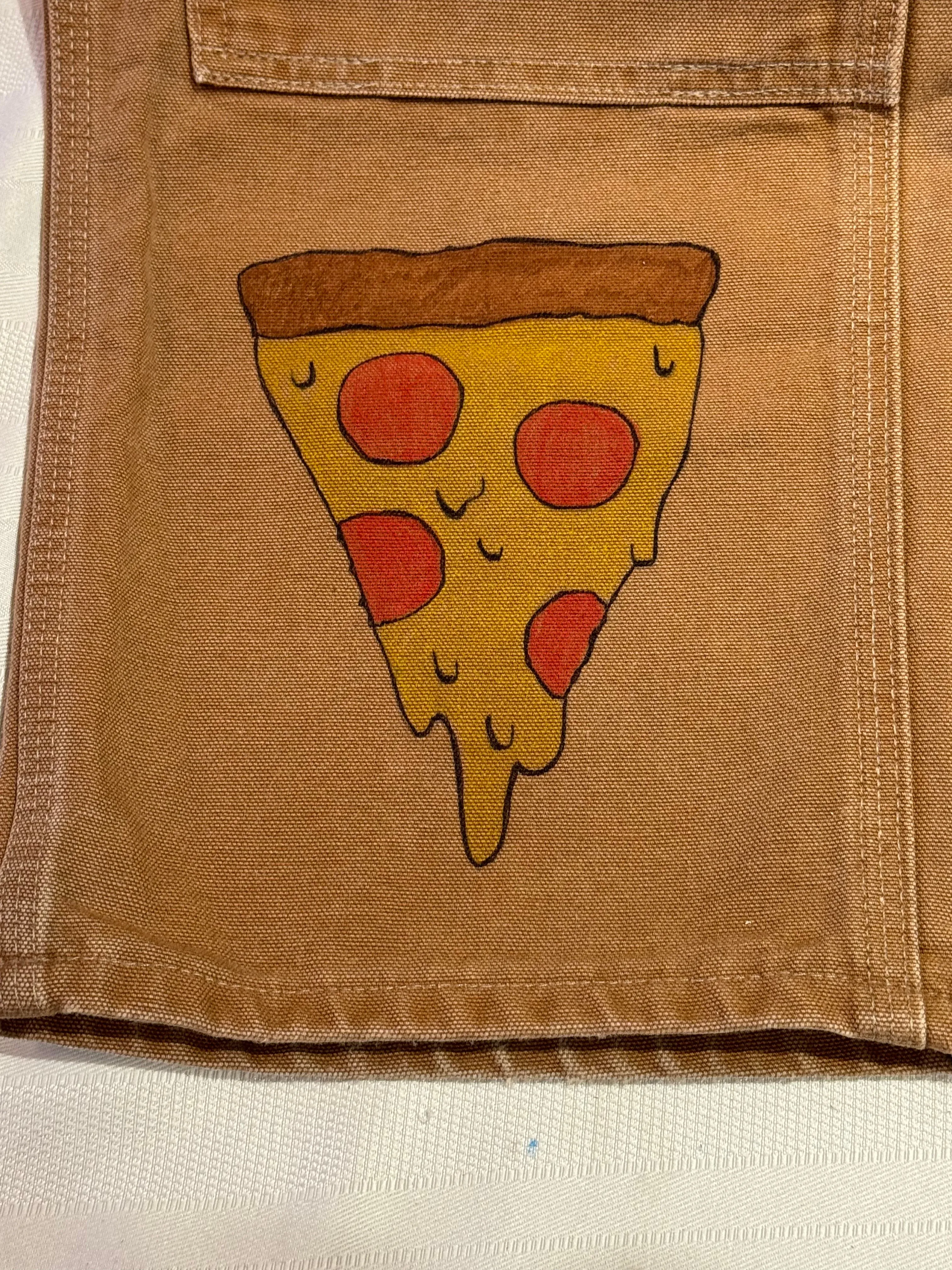 Furby Pants- 27x28.5 Vintage one of a kind hand drawn double knee Cartoon Carhartt pants