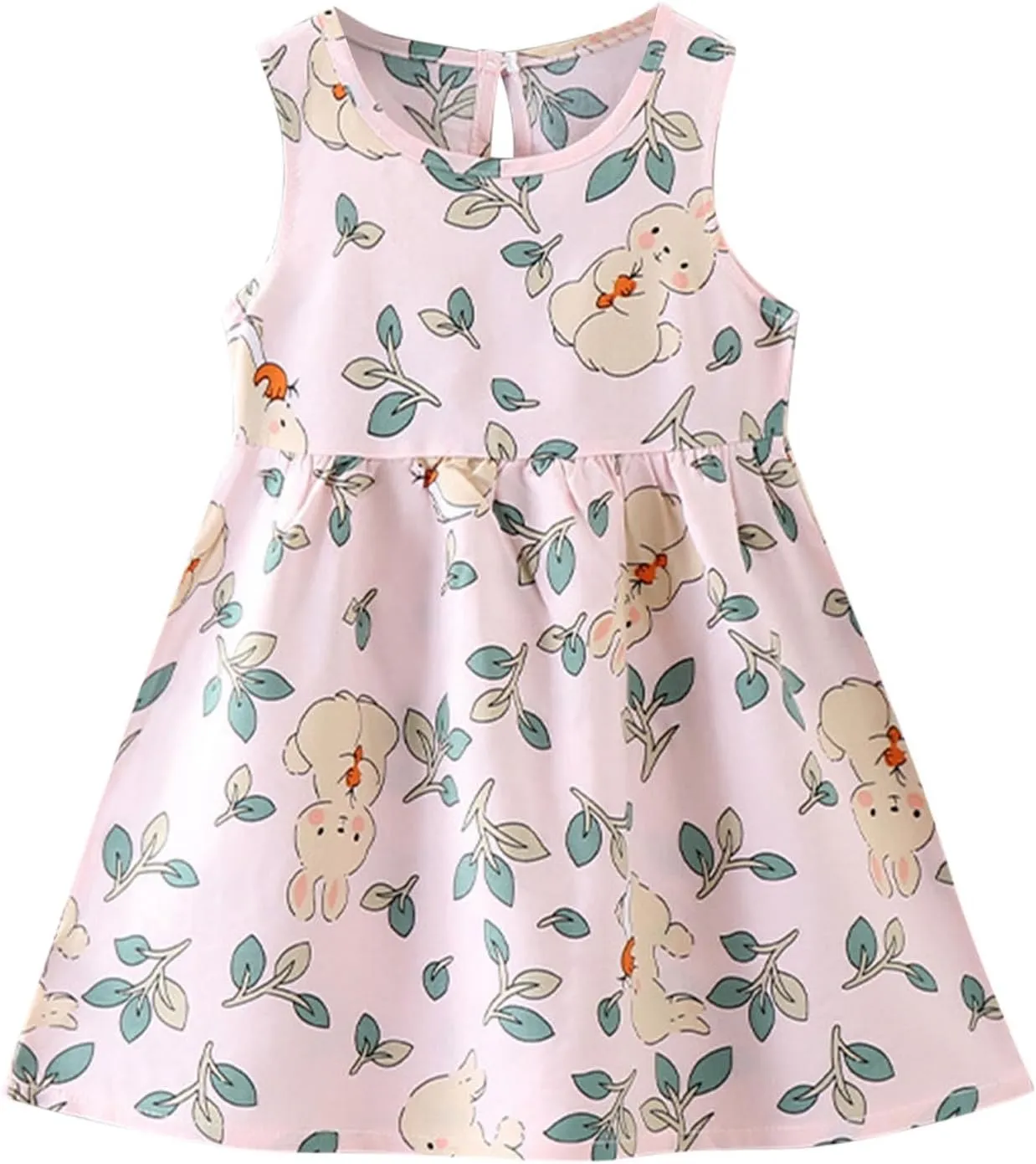 Girls Boho Dresses Cute Floral Sleeveless A Linen Sundress Kids Trendy Smocked Swing Midi Pleated Beach Dress Petite