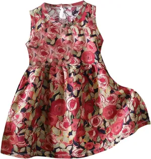 Girls Boho Dresses Cute Floral Sleeveless A Linen Sundress Kids Trendy Smocked Swing Midi Pleated Beach Dress Petite