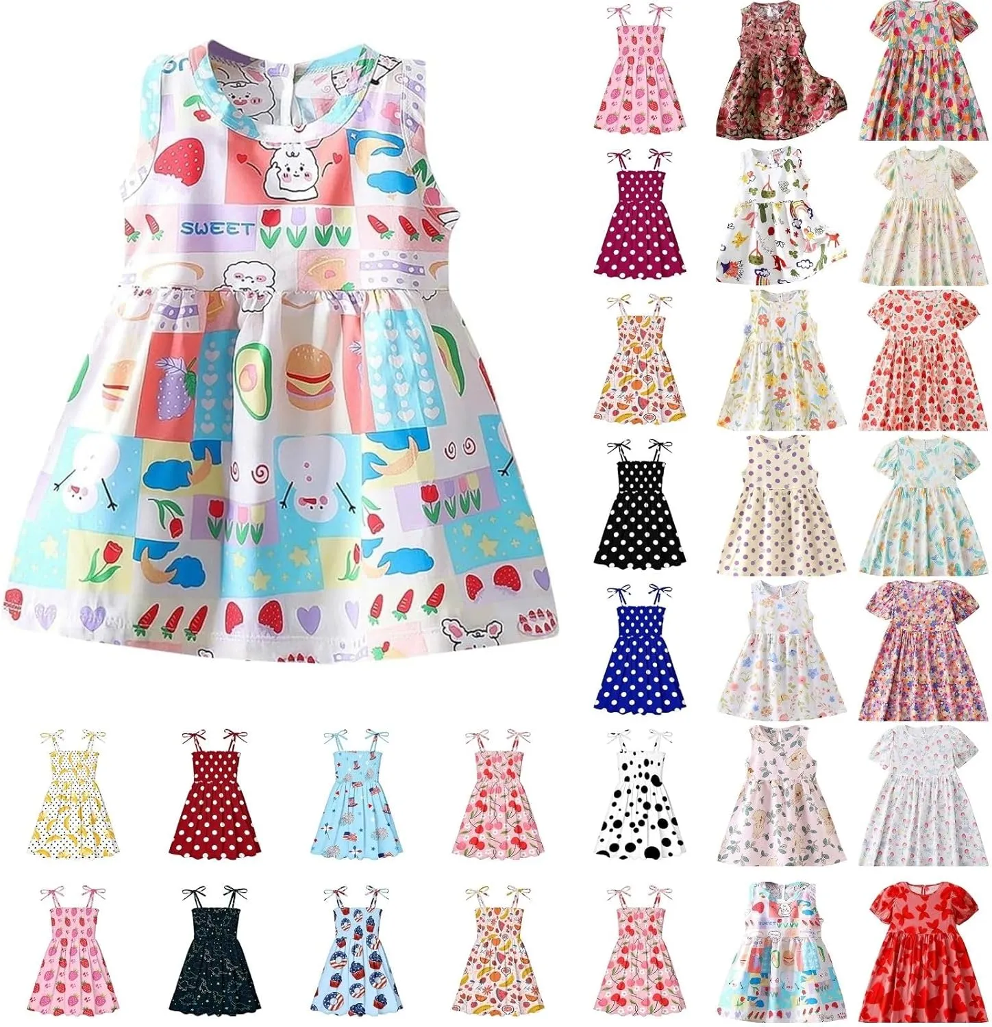 Girls Boho Dresses Cute Floral Sleeveless A Linen Sundress Kids Trendy Smocked Swing Midi Pleated Beach Dress Petite