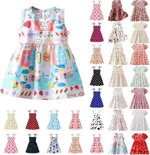 Girls Boho Dresses Cute Floral Sleeveless A Linen Sundress Kids Trendy Smocked Swing Midi Pleated Beach Dress Petite