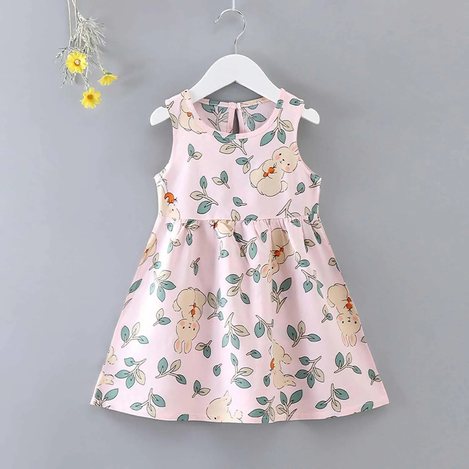 Girls Boho Dresses Cute Floral Sleeveless A Linen Sundress Kids Trendy Smocked Swing Midi Pleated Beach Dress Petite