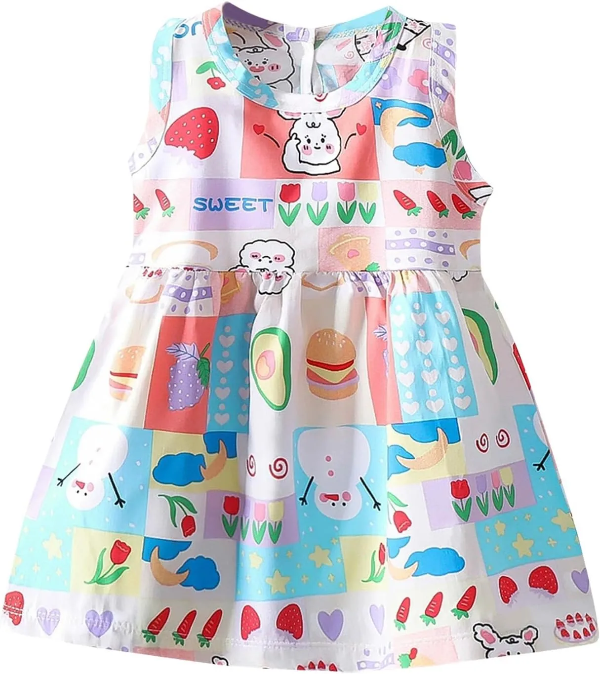 Girls Boho Dresses Cute Floral Sleeveless A Linen Sundress Kids Trendy Smocked Swing Midi Pleated Beach Dress Petite
