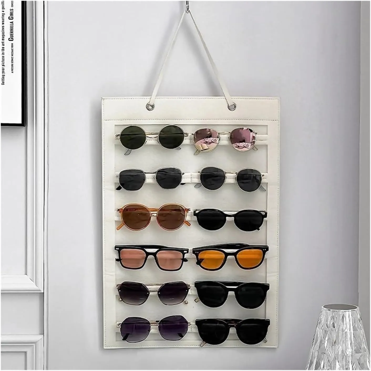 Glasses Holder Stand Eyeglasses Display Rack Hanging Rack Sunglasses Storage Box Storage Bucket Jewelry Multi-compartment Wall-mounted Storage Bag Spectacle Holder