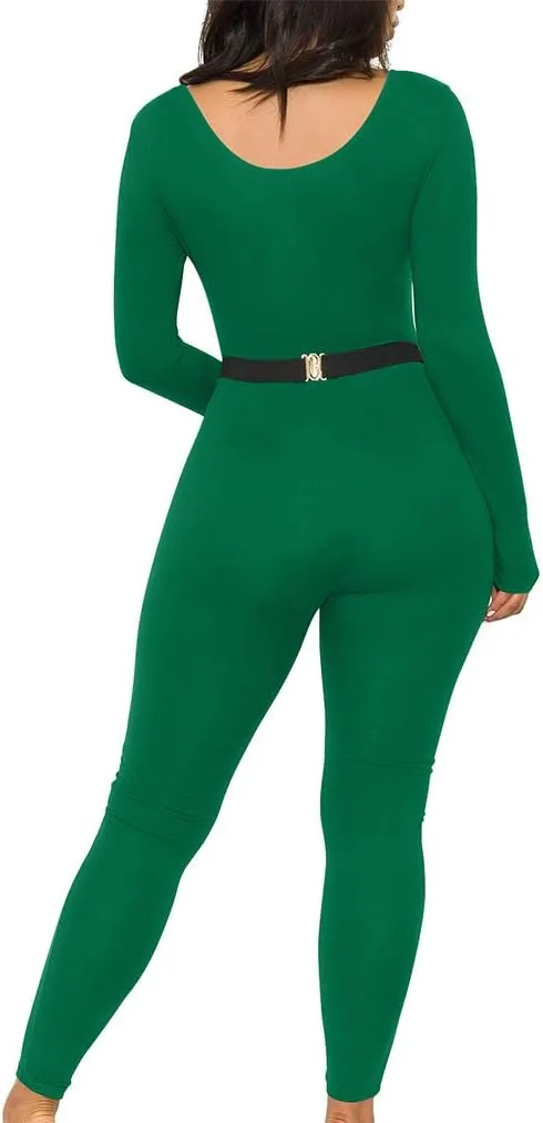 GOKATOSAU Women's Sexy Long Sleeve Bodycon Solid Outfits Club Rompers Jumpsuits