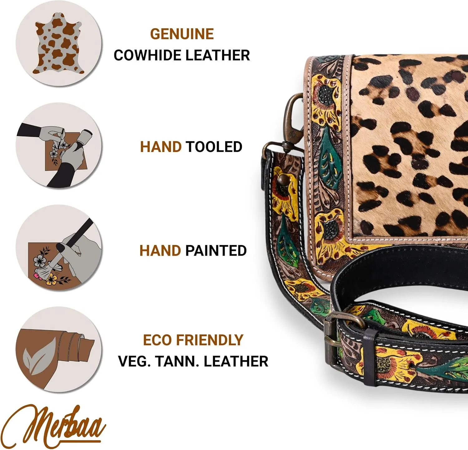 Hantooled Womens Leather Leopard Clutch Shoulder Cross body Fur HandBags Ethnic Customs Leather Purse Classic Bag