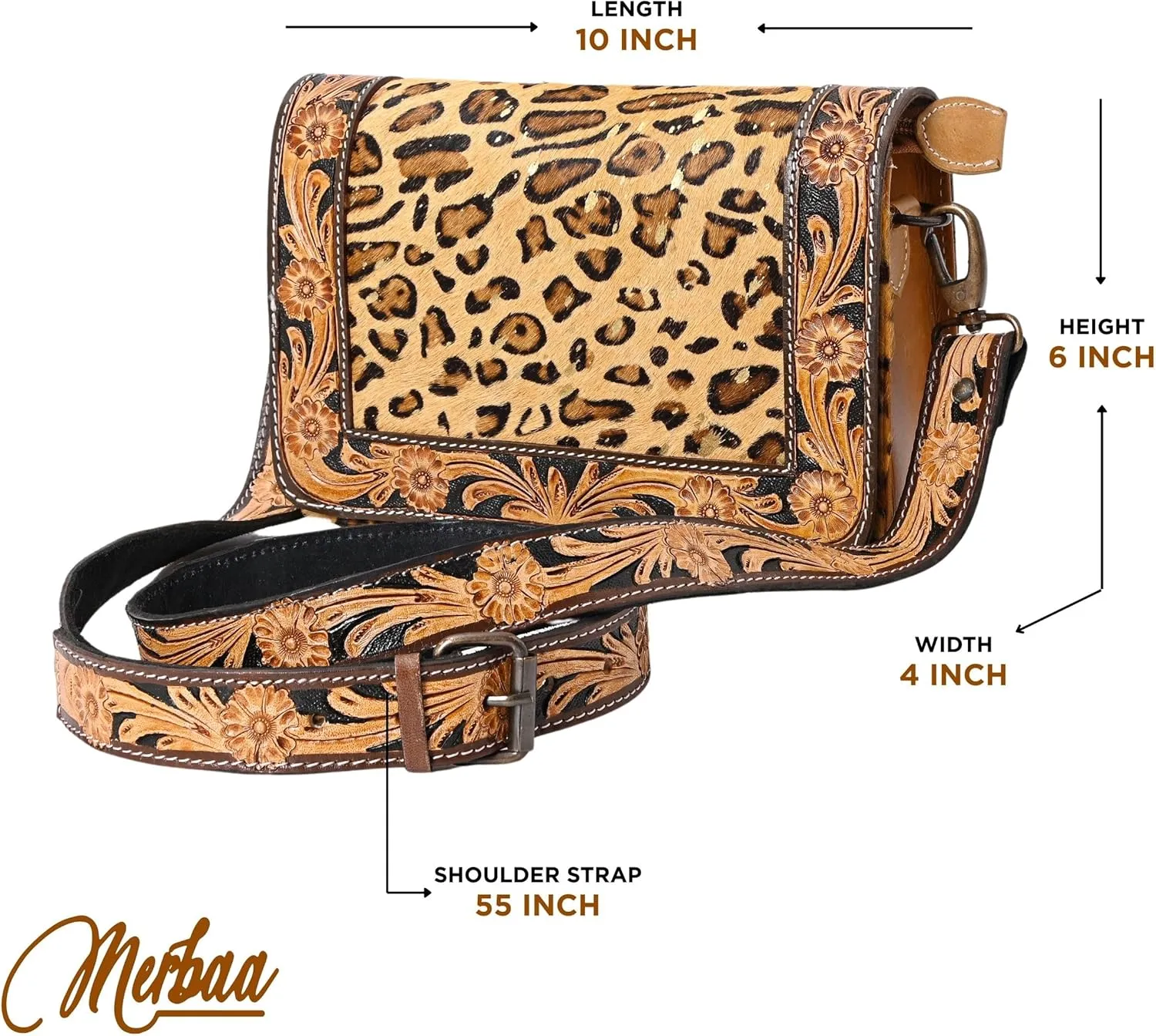 Hantooled Womens Leather Leopard Clutch Shoulder Cross body Fur HandBags Ethnic Customs Leather Purse Classic Bag