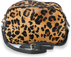 Hantooled Womens Leather Leopard Clutch Shoulder Cross body Fur HandBags Ethnic Customs Leather Purse Classic Bag