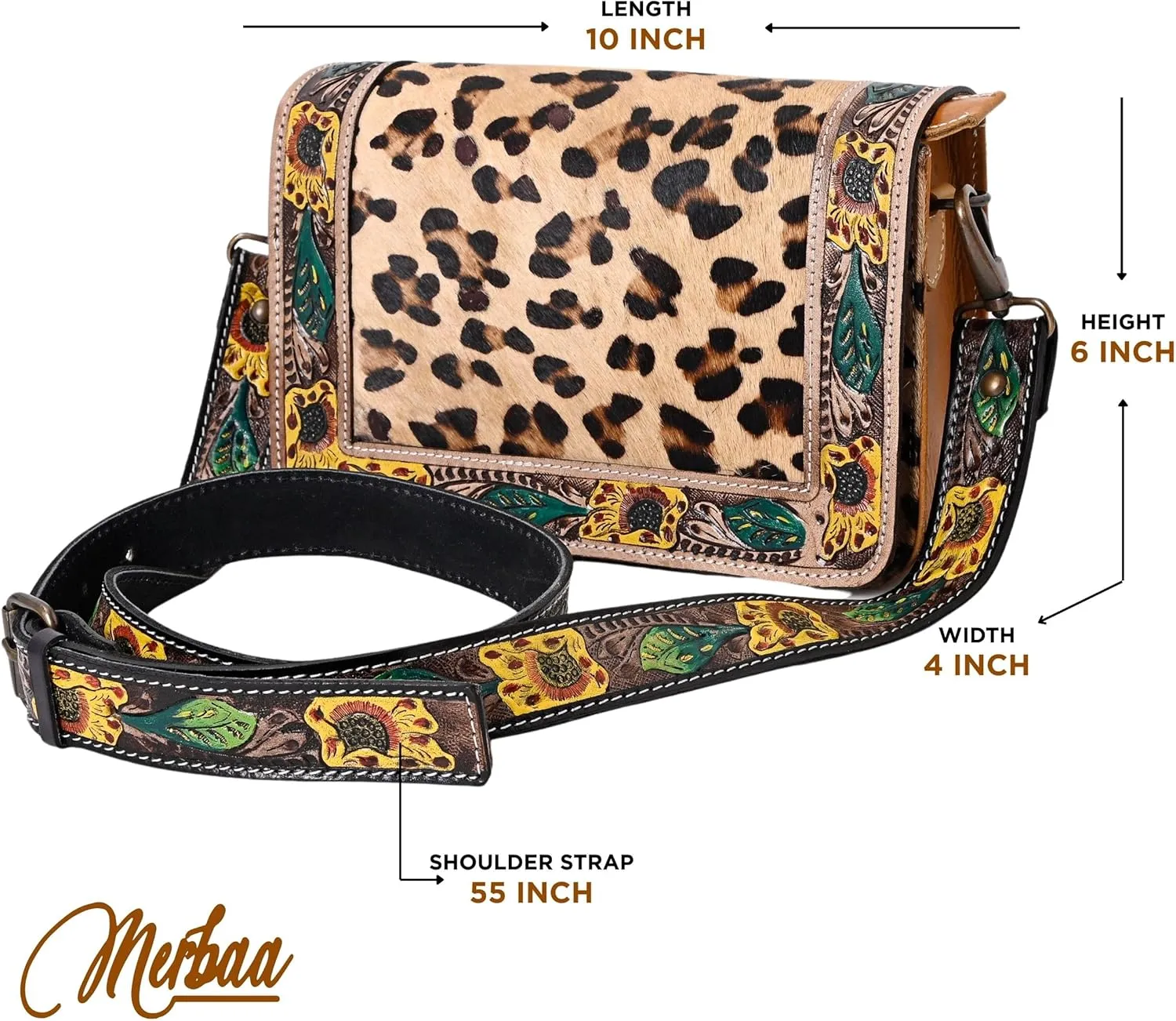 Hantooled Womens Leather Leopard Clutch Shoulder Cross body Fur HandBags Ethnic Customs Leather Purse Classic Bag