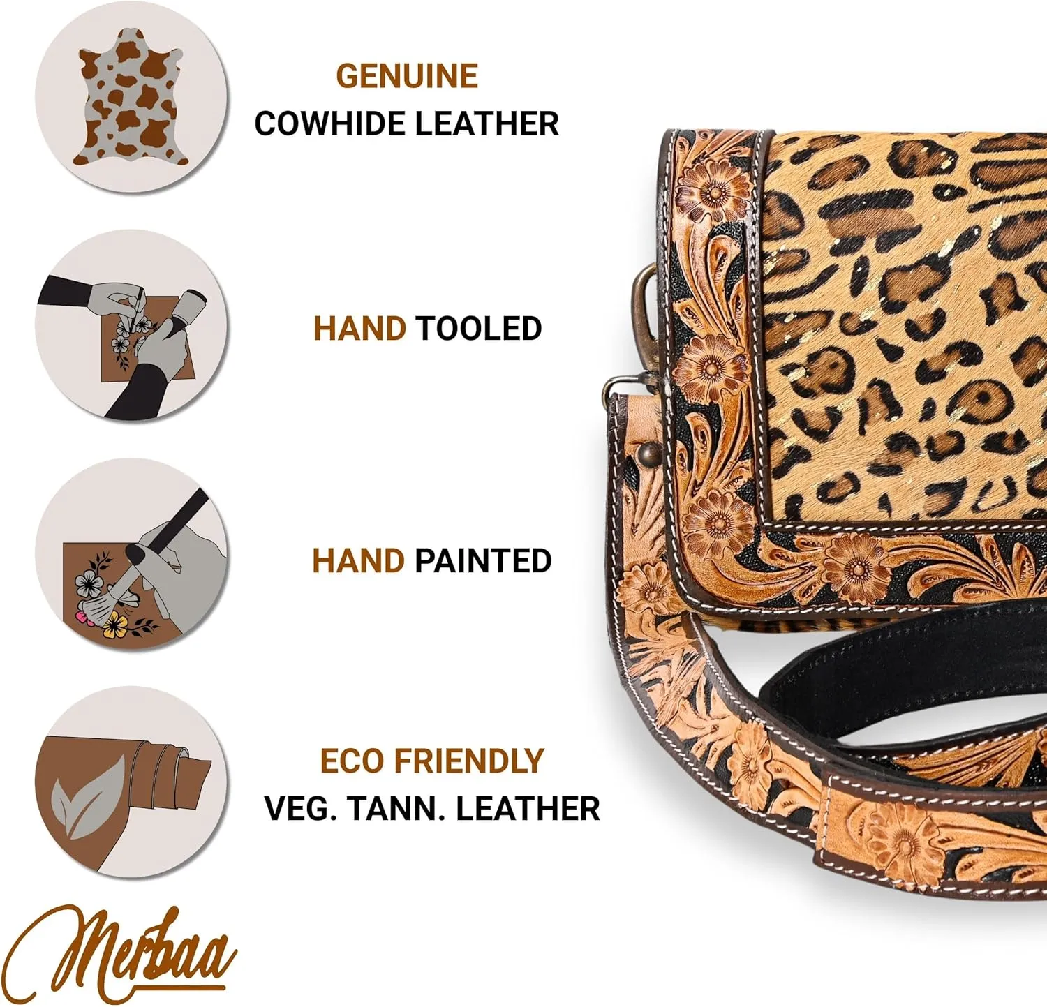 Hantooled Womens Leather Leopard Clutch Shoulder Cross body Fur HandBags Ethnic Customs Leather Purse Classic Bag