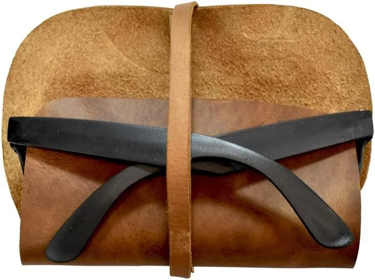 Hide & Drink, Rustic Leather Sunglass Wrap, Slim Travel, Soft Eye Glasses Storage, Handmade Includes 101 Year Warranty