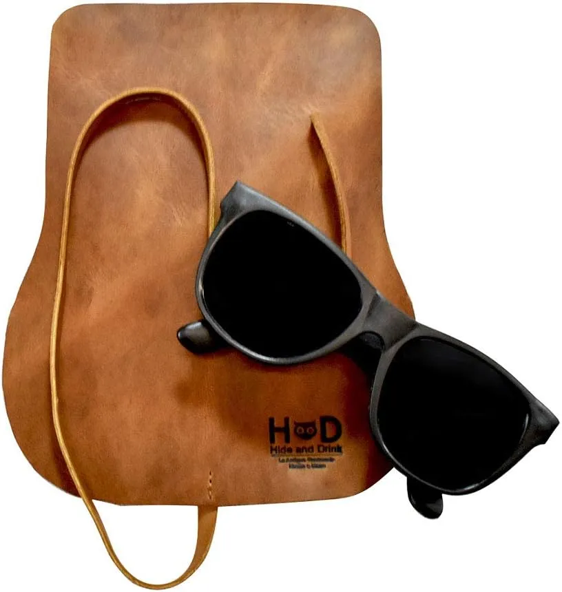 Hide & Drink, Rustic Leather Sunglass Wrap, Slim Travel, Soft Eye Glasses Storage, Handmade Includes 101 Year Warranty