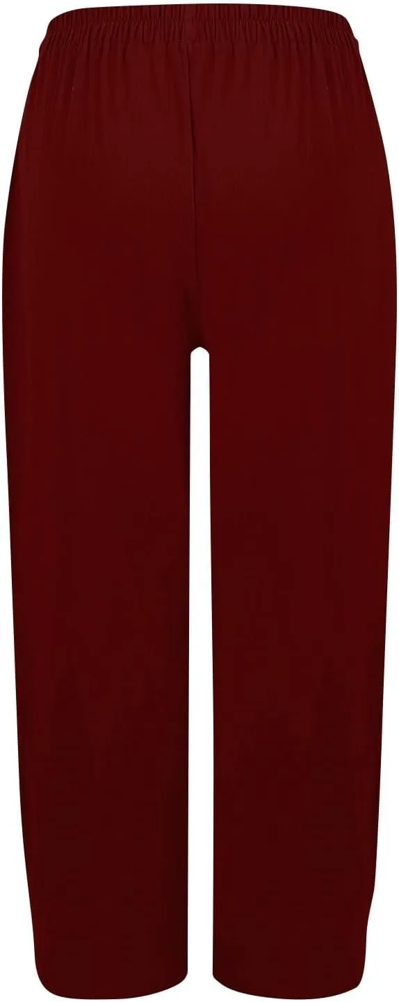 High Waisted Linen Pants Women Summer Pants Wide Leg Trouser Lounge Pant Office Palazzo Pant with Pockets (S-2Xl)