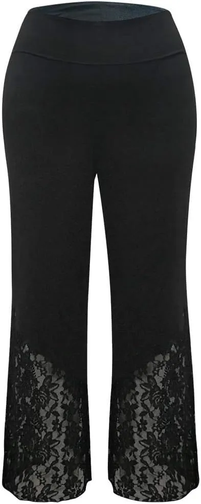 High Waisted Work Pants for Women Winter Baggy Vacation Slacks with Pockets Fleece Lined Flare Leggings