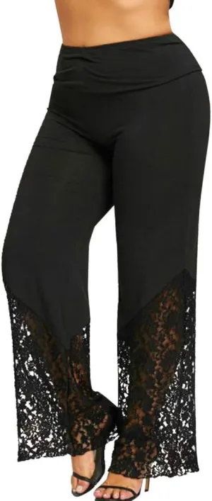 High Waisted Work Pants for Women Winter Baggy Vacation Slacks with Pockets Fleece Lined Flare Leggings