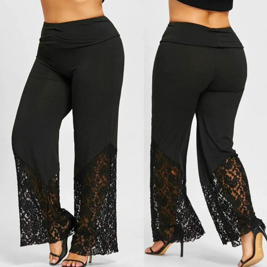 High Waisted Work Pants for Women Winter Baggy Vacation Slacks with Pockets Fleece Lined Flare Leggings
