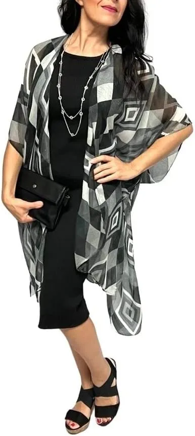 Humble Hilo Womens Kimono Cardigan Sleeveless Lightweight Cover Up Casual & Flowy