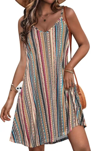 JOELLYUS Womens Spaghetti Strap Dress Summer Dresses Beach Cover Ups Casual Sundresses with Pockets