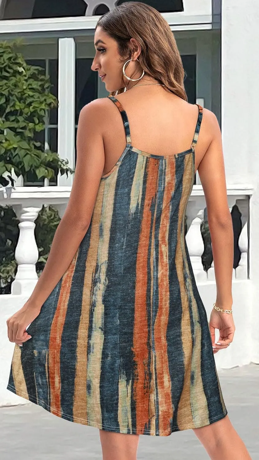 JOELLYUS Womens Spaghetti Strap Dress Summer Dresses Beach Cover Ups Casual Sundresses with Pockets