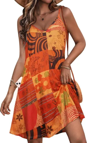 JOELLYUS Womens Spaghetti Strap Dress Summer Dresses Beach Cover Ups Casual Sundresses with Pockets
