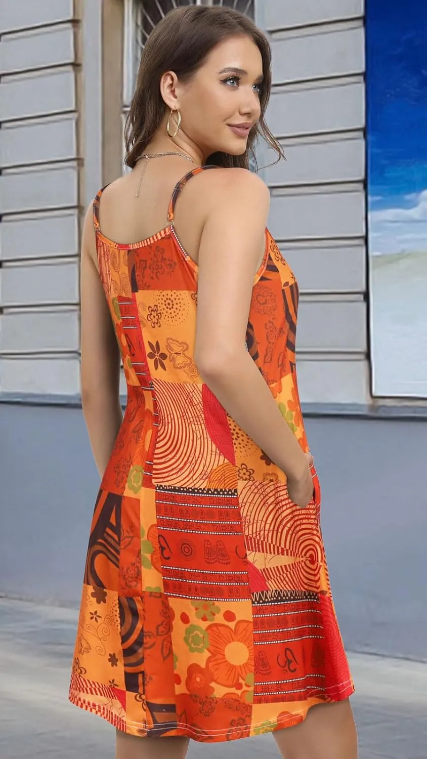 JOELLYUS Womens Spaghetti Strap Dress Summer Dresses Beach Cover Ups Casual Sundresses with Pockets