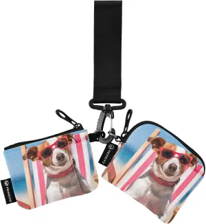 Joko Ivery Funny Dog Sunglasses Beach Mini Zip Around Wristlet Wallet for Women Portable Keychain Coin Purse with Detachable Dual Pouch Card Holder Wristlet for Men Travel Sports Outdoor